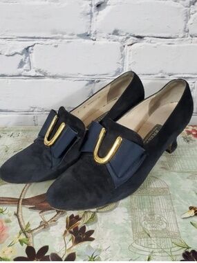 Bally Navy Suede Pumps
